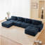Canapé modulaire en forme de L de 153 pouces avec tissu velours côtelé, canapé 4 places, assise profonde et repose-pieds mobile-178130658-178130660