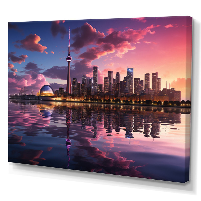 Mauve Toronto par nuit - imprimé, Toile tendue, H 24 po x l 32 po x P 1 po