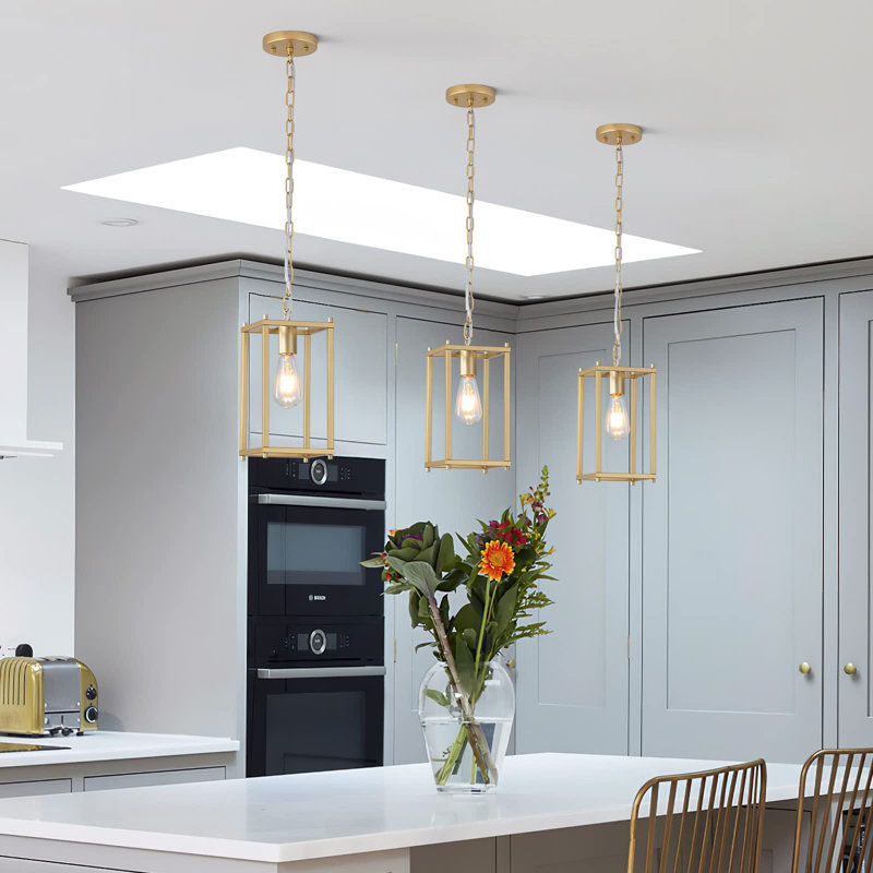 Luminaire suspendu 1 lumière avec cage réglable, Gold