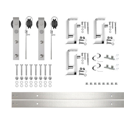 Ensemble de quincaillerie à deux portes en nickel brossé à conception classique avec supports en forme de U