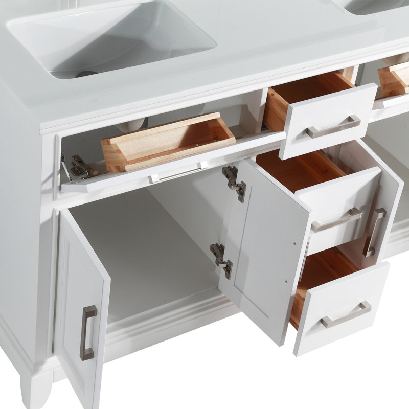  60" Double Bathroom Vanity Set with Mirror, White