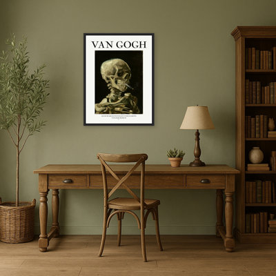 Fumeur squelette d'Halloween par Vincent van Gogh, reproduction d'art sur toile encadrée
