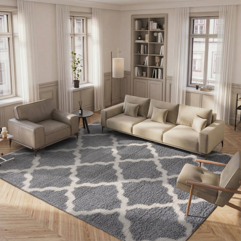 Alonnah Shag Performance Geometric Rug, Rectangle 8' x 10'