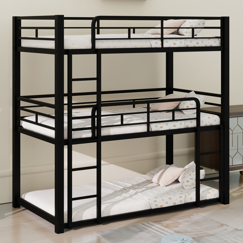 Metal Triple Bunk Bed, Black