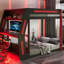 Lit superposé double pleine grandeur avec bureau RVB surdimensionné monté sur le côté, ports de charge USB et œillet à câble, bande lumineuse à DEL, structure de loft Esports robuste-131126716