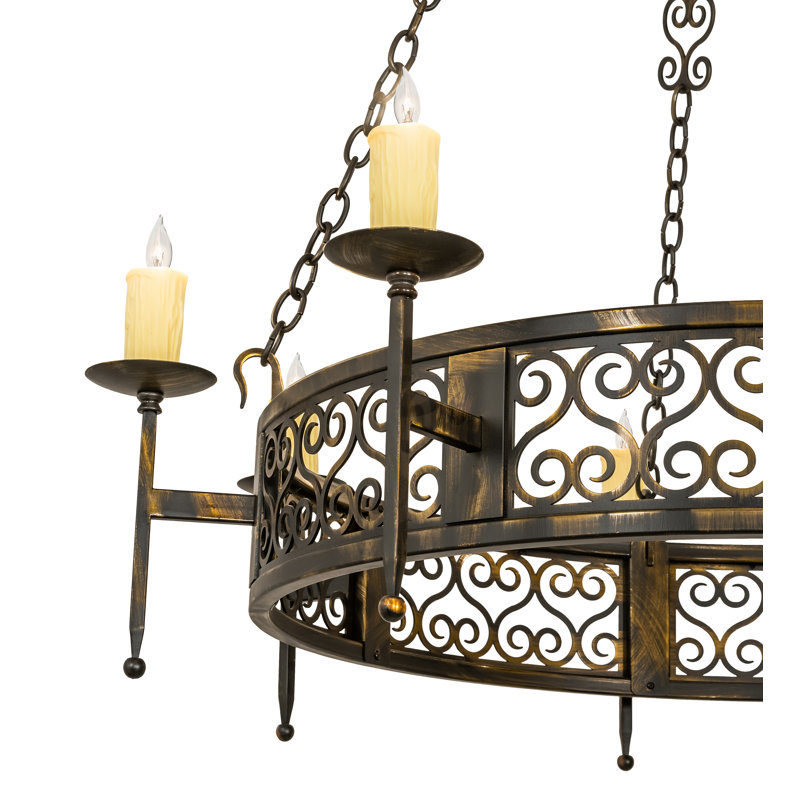 Toscano 8 - Light Dimmable Wagon Wheel Chandelier