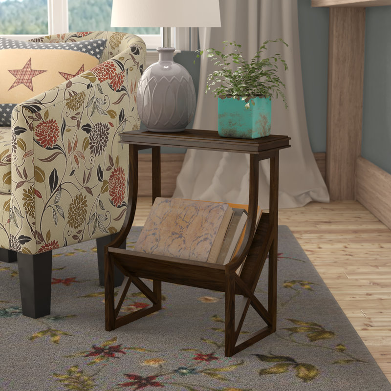 Solid Wood Sled End Table, Brown