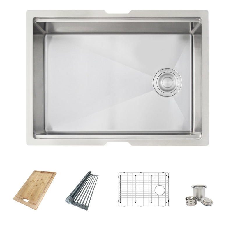 AZUNI Undermount 25 inch Stainless Steel Single Bowl Kitchen Sink