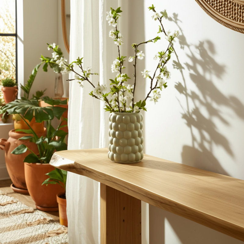 Stoneware Ceramic Vase with Sculptural Boho-Inspired Design and Bubble Texture - Modern Decorative Stylish Accent Piece for Contemporary Interiors