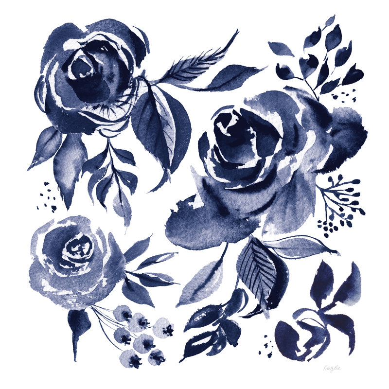 Delft Delight IV DB No Words by Kristy Rice - Wrapped Canvas Painting, 30cm H x 30cm W