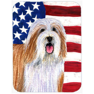 Drapeau américain avec planche à découper en verre Collie de trinx USA