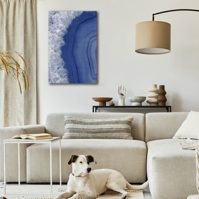  «Agate Geode 1 Navy» par Wild Apple, art mural en verre acrylique, 24 po x 36 po, H 36 po x l 24 po