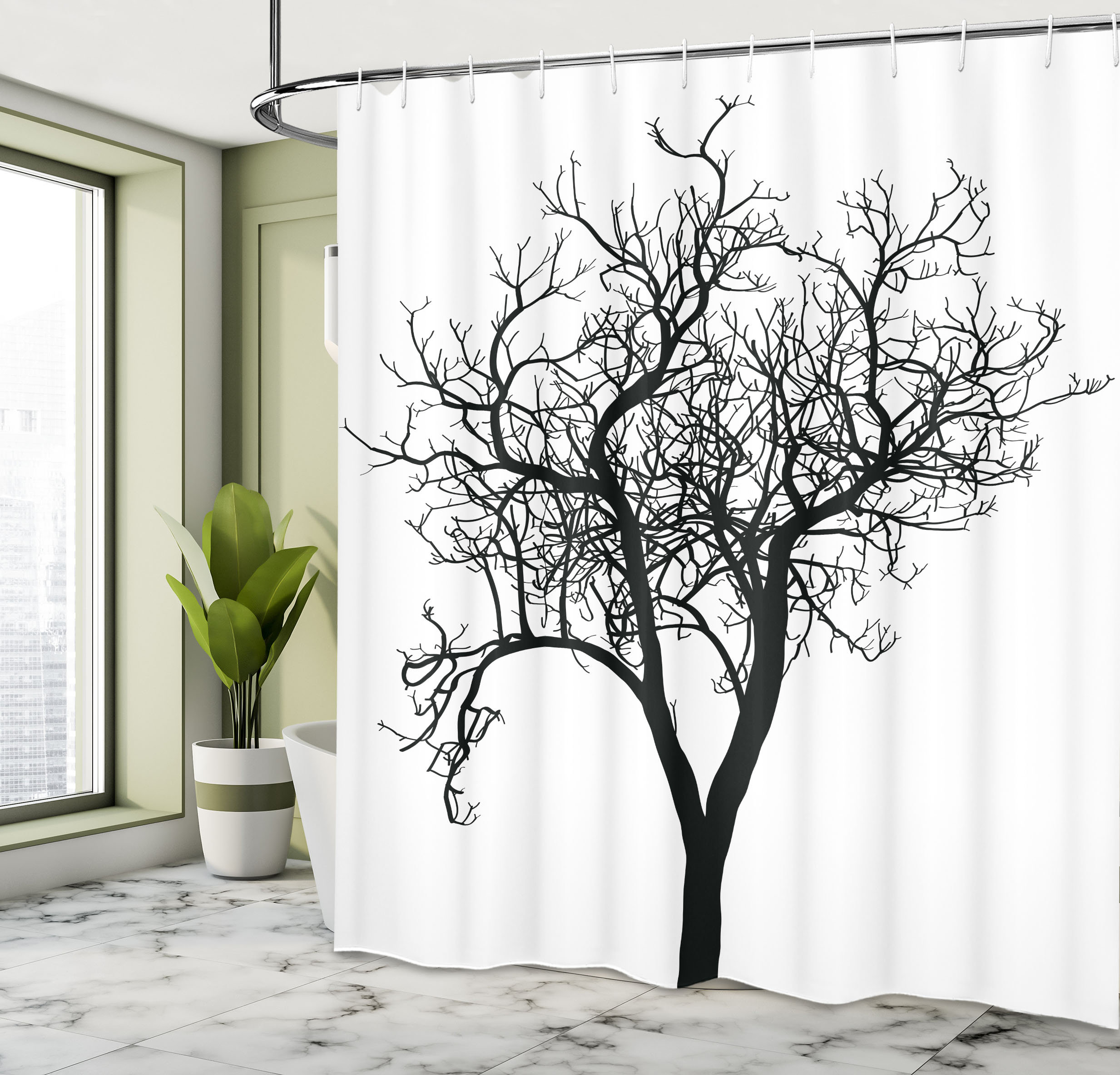 Lonely Tree Shower Curtain Set + Hooks East Urban Home Size: 75 H x 69 W