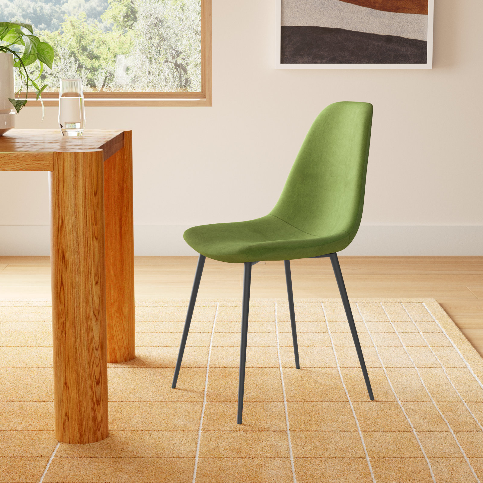 Kody Velvet Side Chair, Bella Forest Performance Velvet