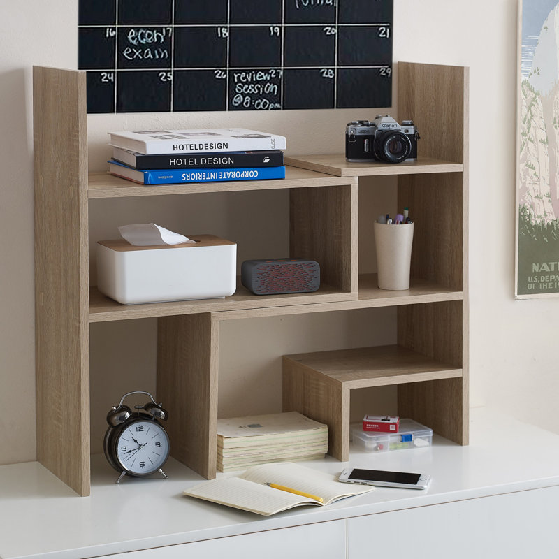 Yak About It Compact Adjustable Dorm Desk Bookshelf, Sonoma
