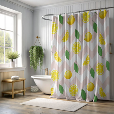 Rideau de douche 1 pièce Rosy Lemonade Sip