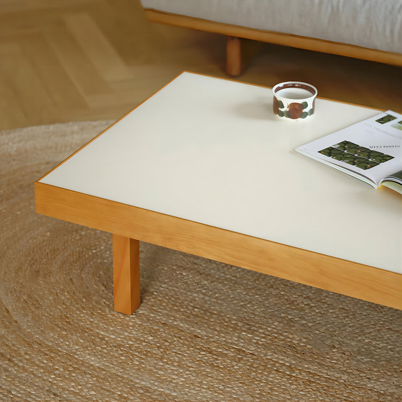 Brown Solid Wood Rectangular Coffee Table, White / Brown