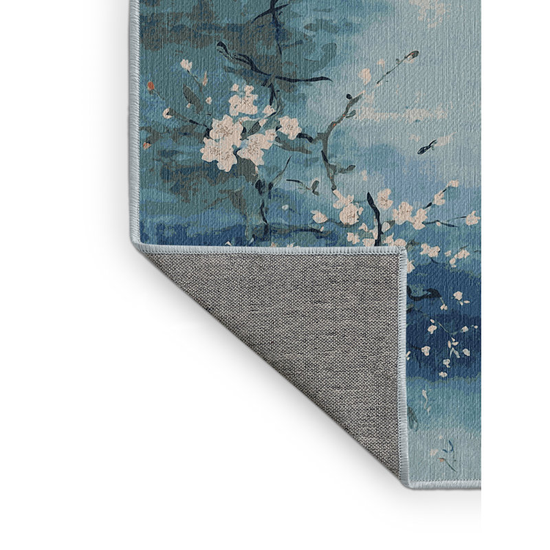 Machine Washable Blue Area Rug, Rectangle 6' x  9'