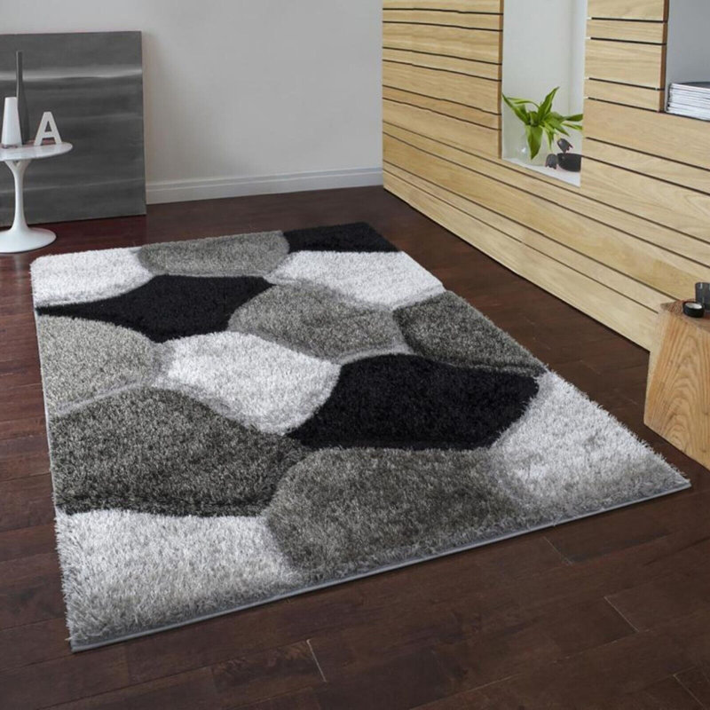 Akelah Geometric Shag Area Rug, Rectangle 80 x 150cm