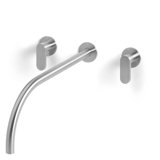 Acquaco Linki Linea Wall Mount Three-Hole Two Handle Bathroom Lavatory Faucet with 13-3/4'' Spout Reach