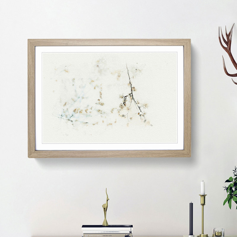 Branches of a Blossom Tree in Abstract - Picture Frame Painting Print, Oak Framed, 48cm H x 65cm W x 2cm D