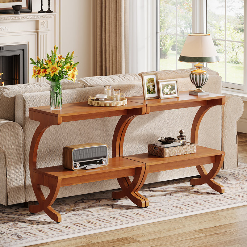 Solid Wood Cross Legs End Table, 2