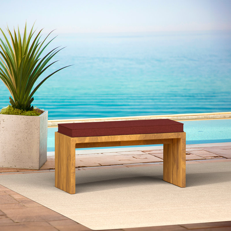 ARDEN Foam Outdoor Double Welted Bench Cushion, 48 x 18, made with ProFoam, Chili Pepper Red