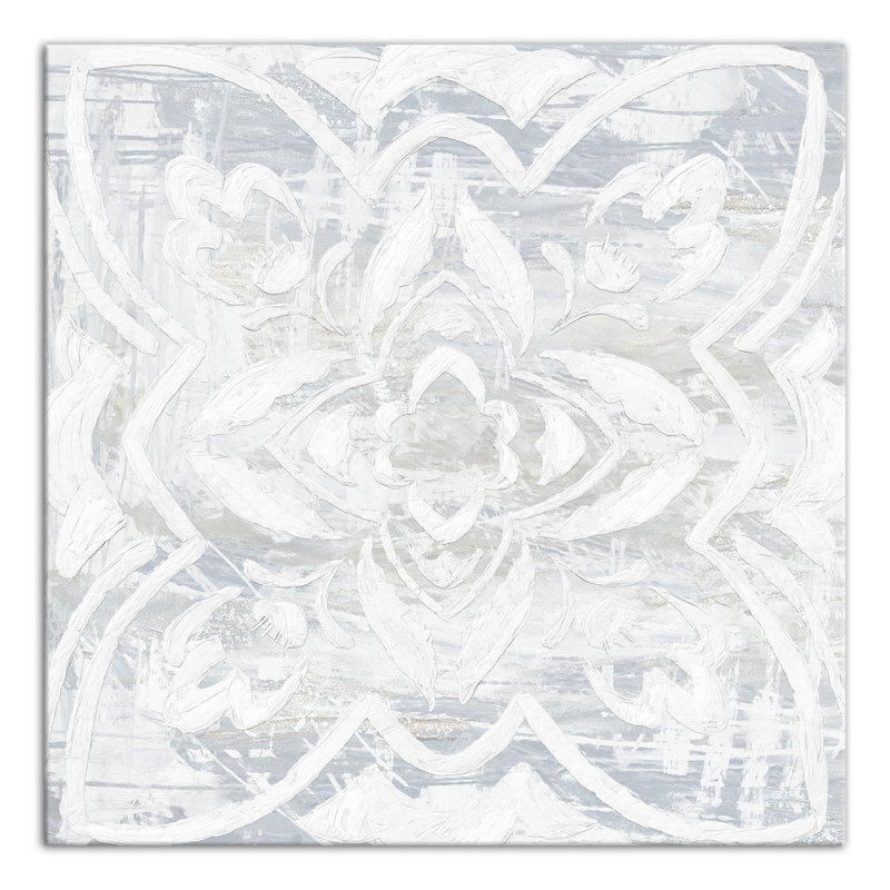 Reproduction de médaillon texturé blanc II sur toile