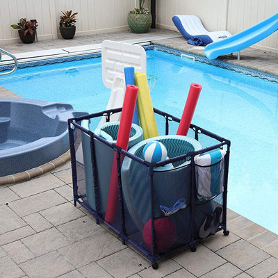 Pool Noodles Holder, Toys, Floats, Balls And Floats Equipment Mesh Rolling Storage Organizer Bin by Essentially Yours