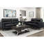 Cuir noir avec mousse à haute densité, structure en bois massif, assise de 20,5 po de profondeur, coussins en mousse de style rétro, largeur du produit de 34,5 po, lignes