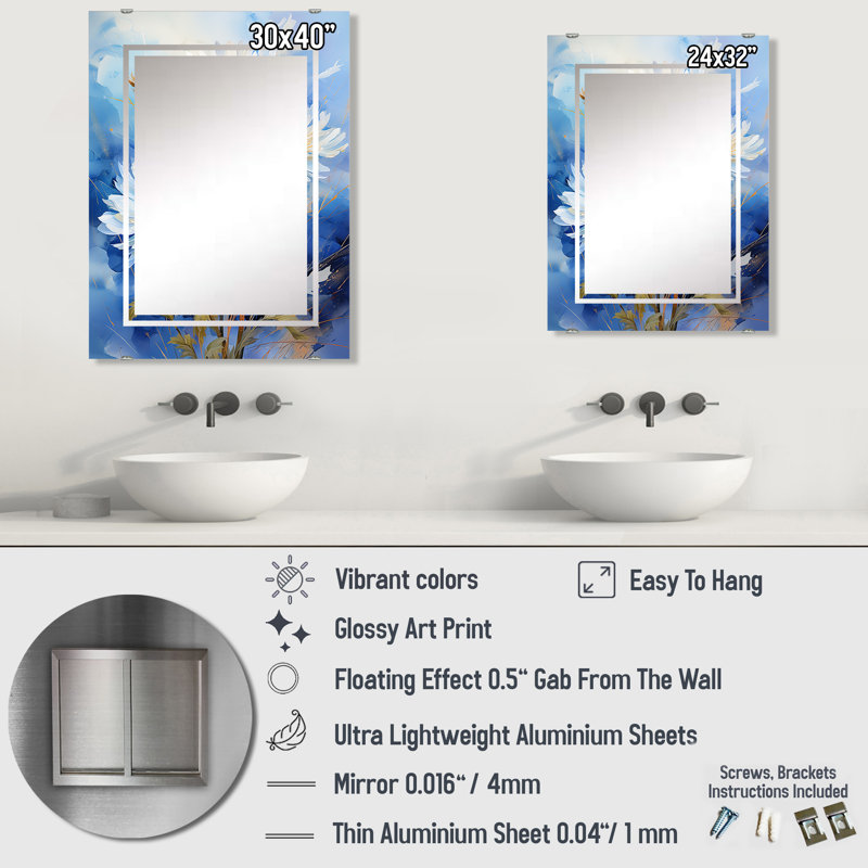 Eickhoff - Miroir mural grand pissenlit MIR141460, 32 po x 24 po