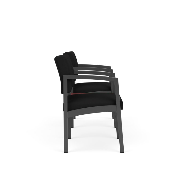 Structure tandem 2 places avec table centrale en acier Lenox, Gris anthracite / acajou Chelsea, Chelsea Mahogany