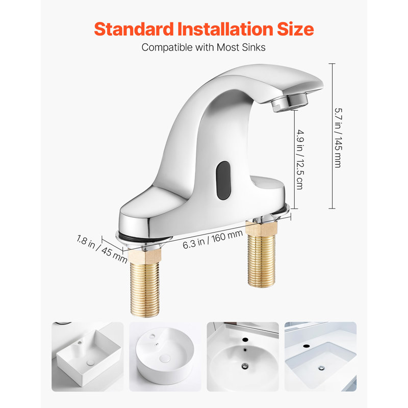 Touchless Bathroom Sink Faucet Cold Water Chrome Plated 9/16in Pipe