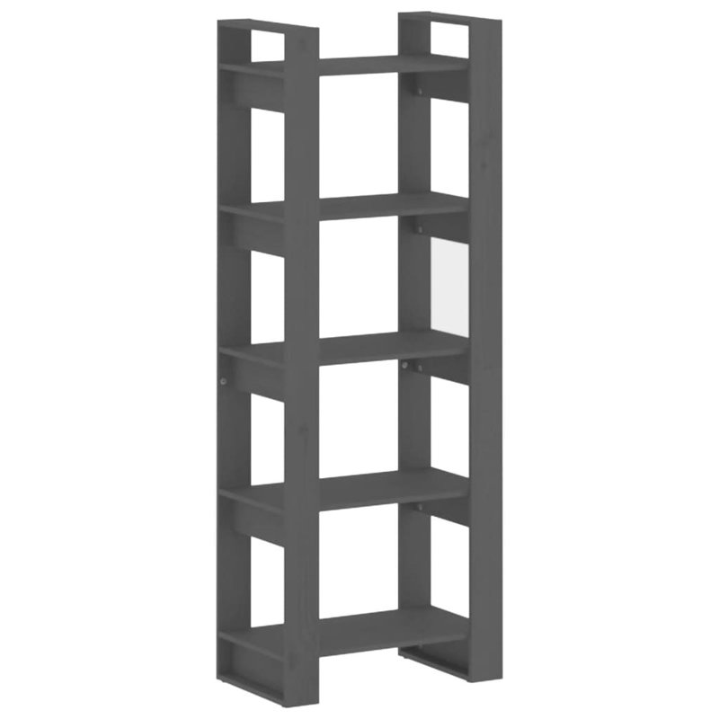 Ghala 160cm H Solid Wood Etagere Bookcase, 160cm H x 60cm W x 35cm D, Grey