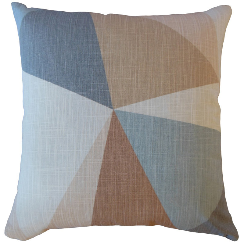 Coussin en coton Efrat, 18 po x 18 po, Coussin décoratif, Brun / Gris