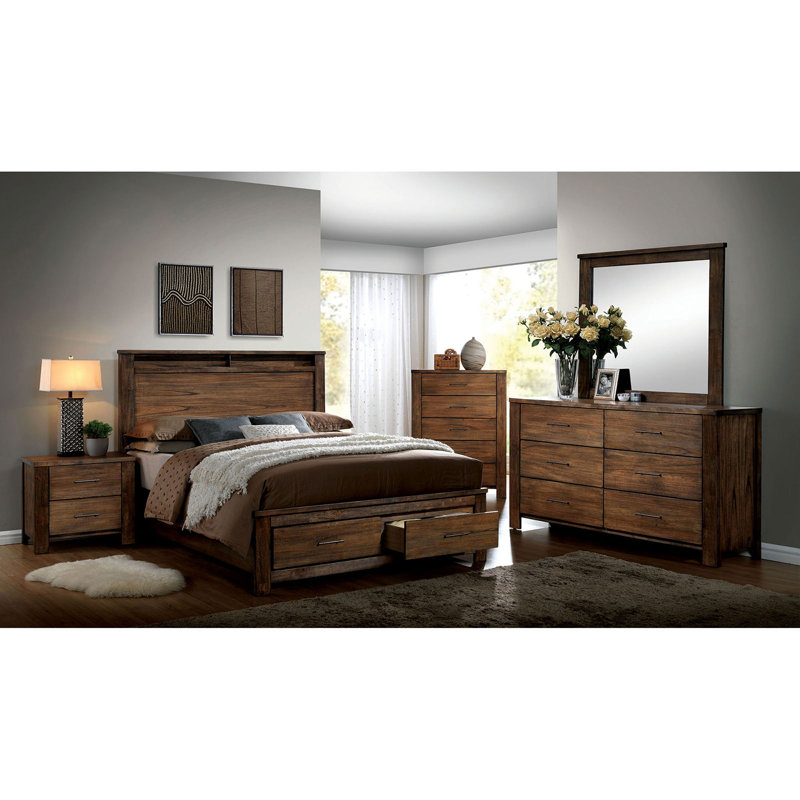 Ensemble de chambre à coucher avec lit plateforme 4 pièces smare