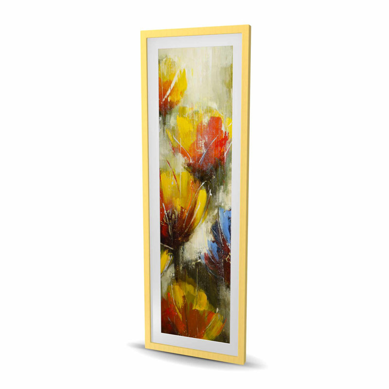 Fleurs jaunes texturées - art mural de salon botanique