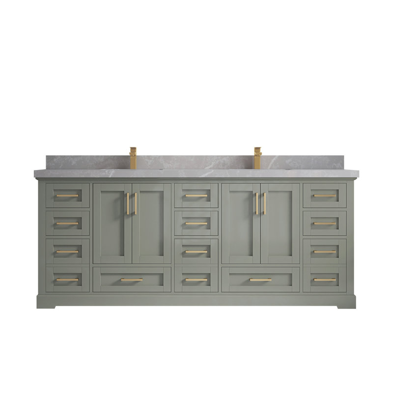 Ensemble de meuble-lavabo double 84 po Esin, Gris clair perle