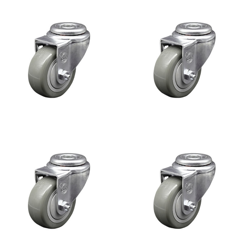 Polyurethane Swivel Bolt Hole Service Caster Set
