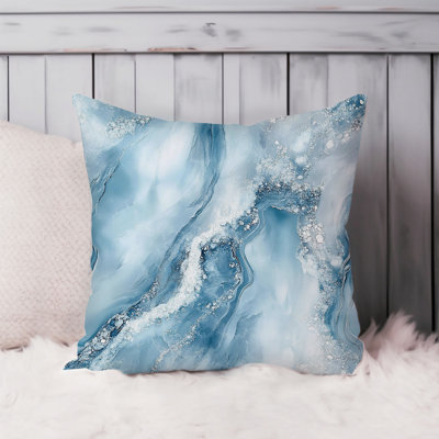 Abstract Blue Marble Agate Geode XIII Modern Throw Pillow Cover
