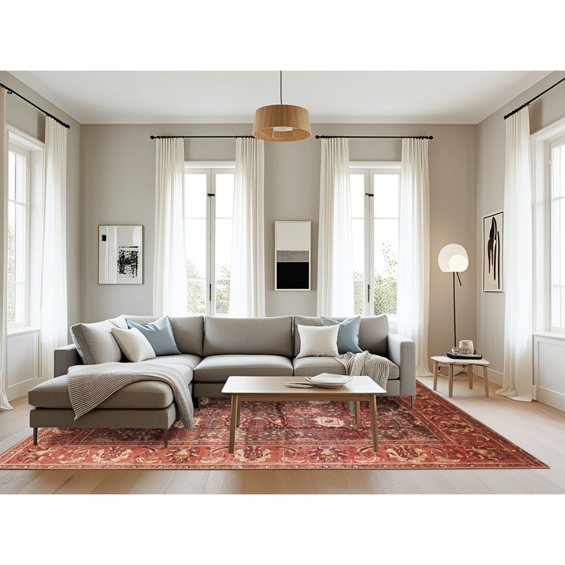 Tapis de style oriental rouge, Rectangle 8 pi x 10 pi