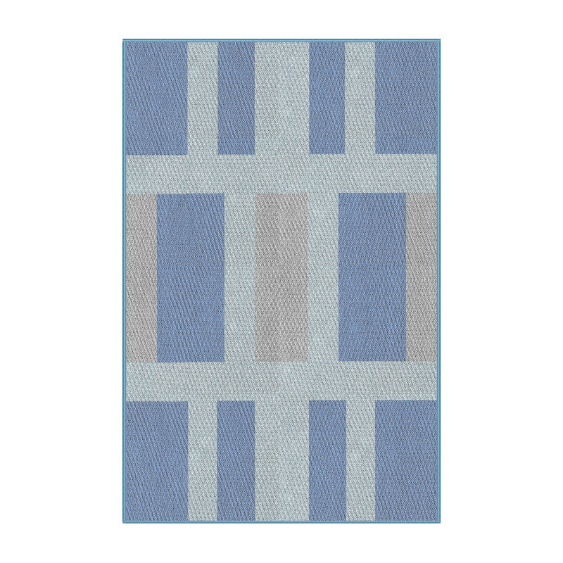Tapis bleu/gris à motifs, Rectangle 2 pi x 4 pi