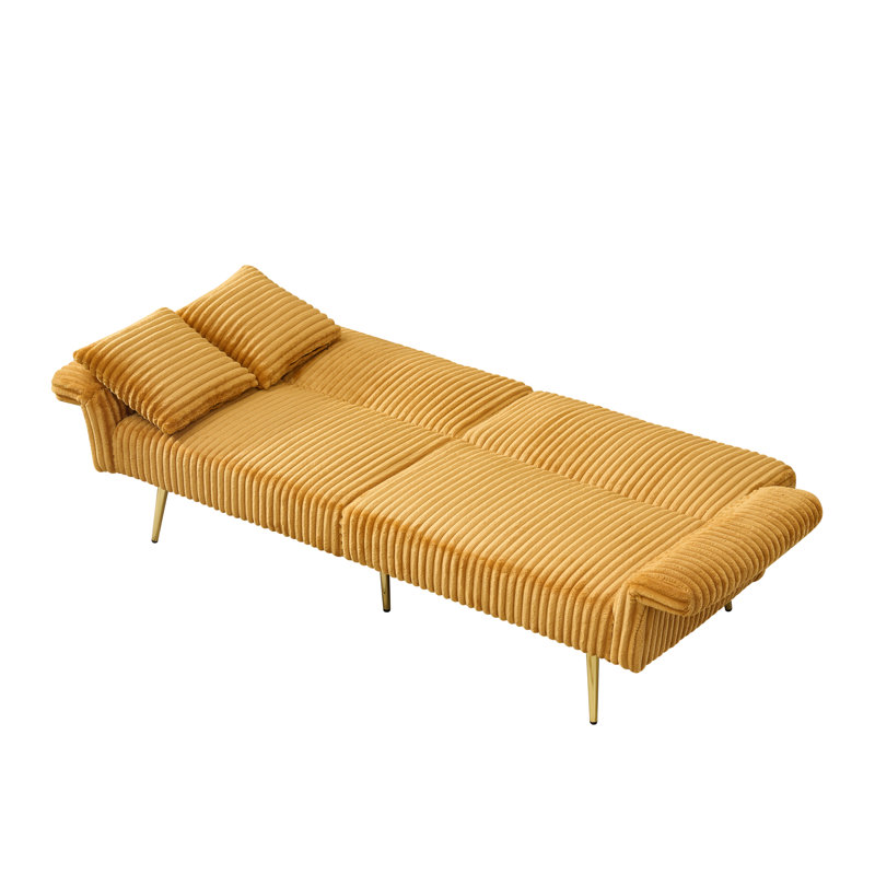 Canapé-lit pliable polyvalent avec une fabrication robuste pour divers espaces, 27.6" H x 79" W x 29.33" D, Yellow