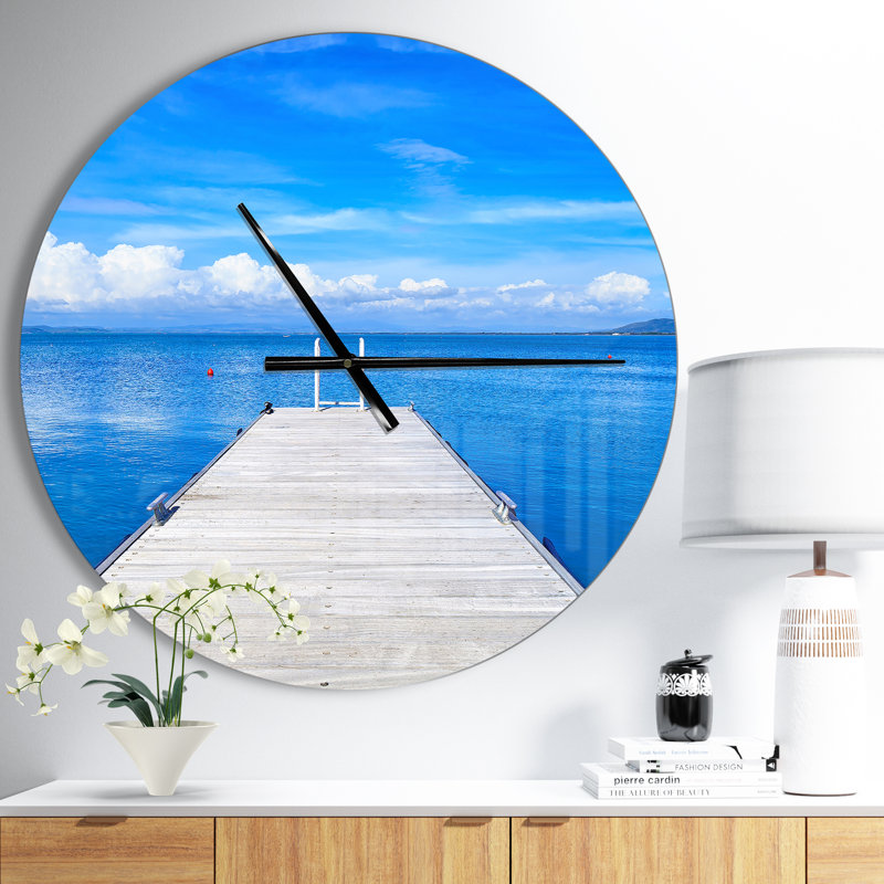 Large Wooden Pier - Modern wall clock, Medium