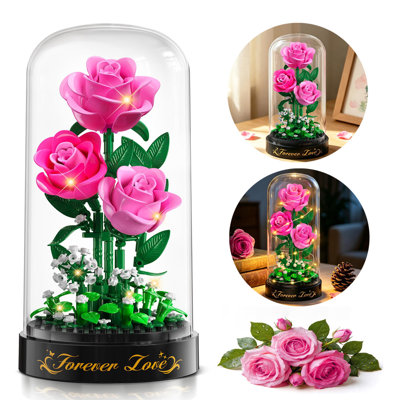 Ensemble de mini-artisanat botanique de 3,69 mm avec éclairage à DEL, ensemble d'artisanat botanique avec cache-poussière 219 pièces, décoration pour bureau et tablette