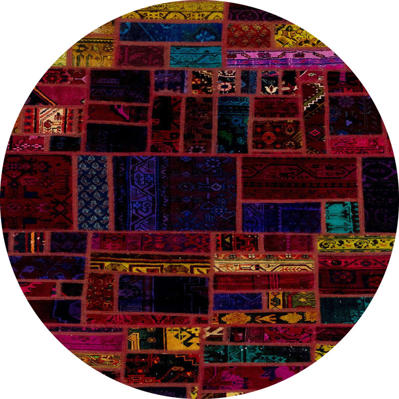 Tapis décoratif multicolore à motif abstrait, Carré 5 pi