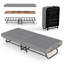 Lit pliant portatif 75 po x 31 po avec matelas en mousse à mémoire de forme, structure en métal et roues verrouillables pour les adultes, lits escamotables peu encombrants pour un rangement facile
