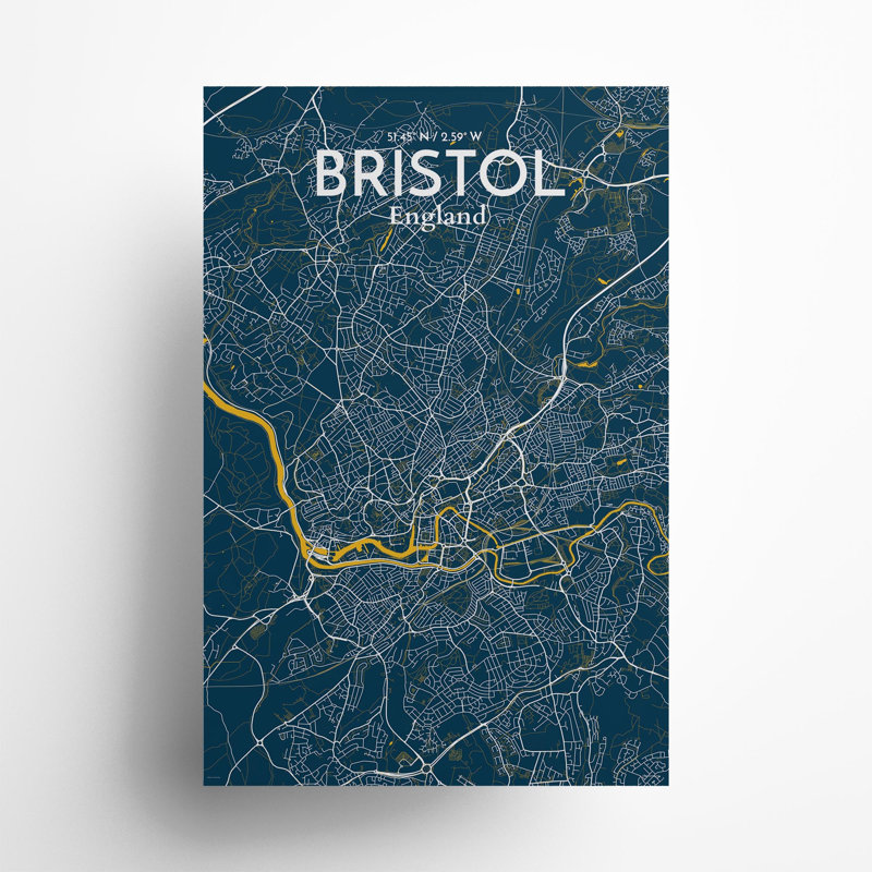 Bristol, carte de la ville, impression, H 36 po x l 24 po x P 0,05 po, Amusez-vous