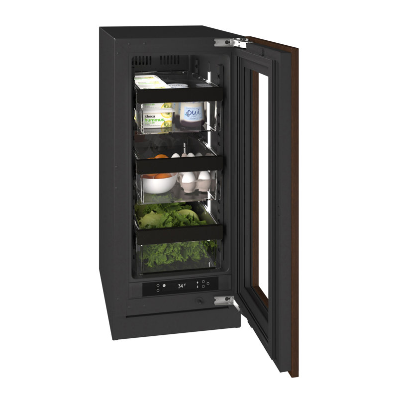 U-Line 15"W. Seamless 2.8 Cu.Ft. Compact Refrigerator - Panel Ready, Panel Ready Glass Frame