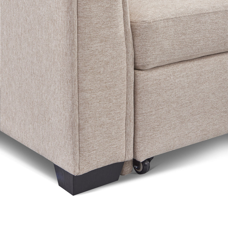 Upholstered L-Shaped Sectional Reversible, Beige 100% Polyester